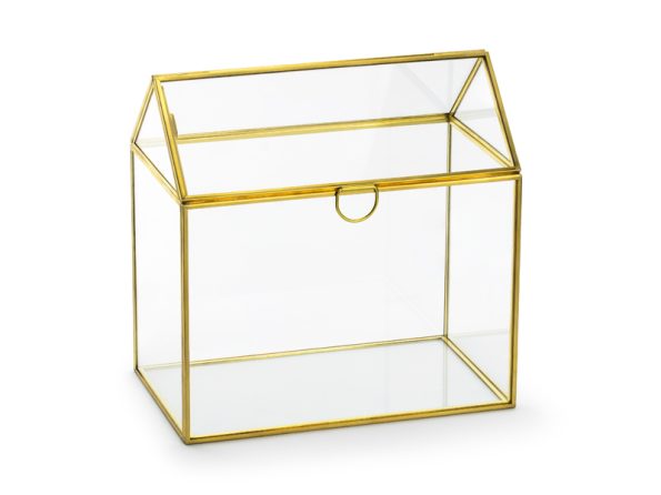 Glazen enveloppen doos met goudkleurig frame
