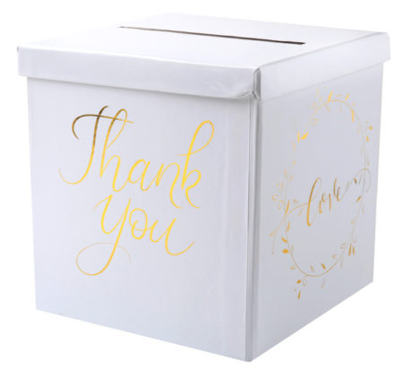 Thank you, Enveloppendoos, goud, wit, cadeautafel, cadeau