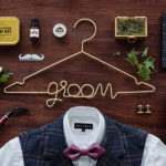 Groom, hanger, kledinghanger, metaal, goud, bruiloft, bride, fotomoment