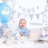 Baby, 1 jaar, jongen, blauw, zilver, verjaardagset
