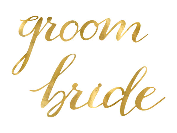Groom en bride, bordjes, stoeldecoratie
